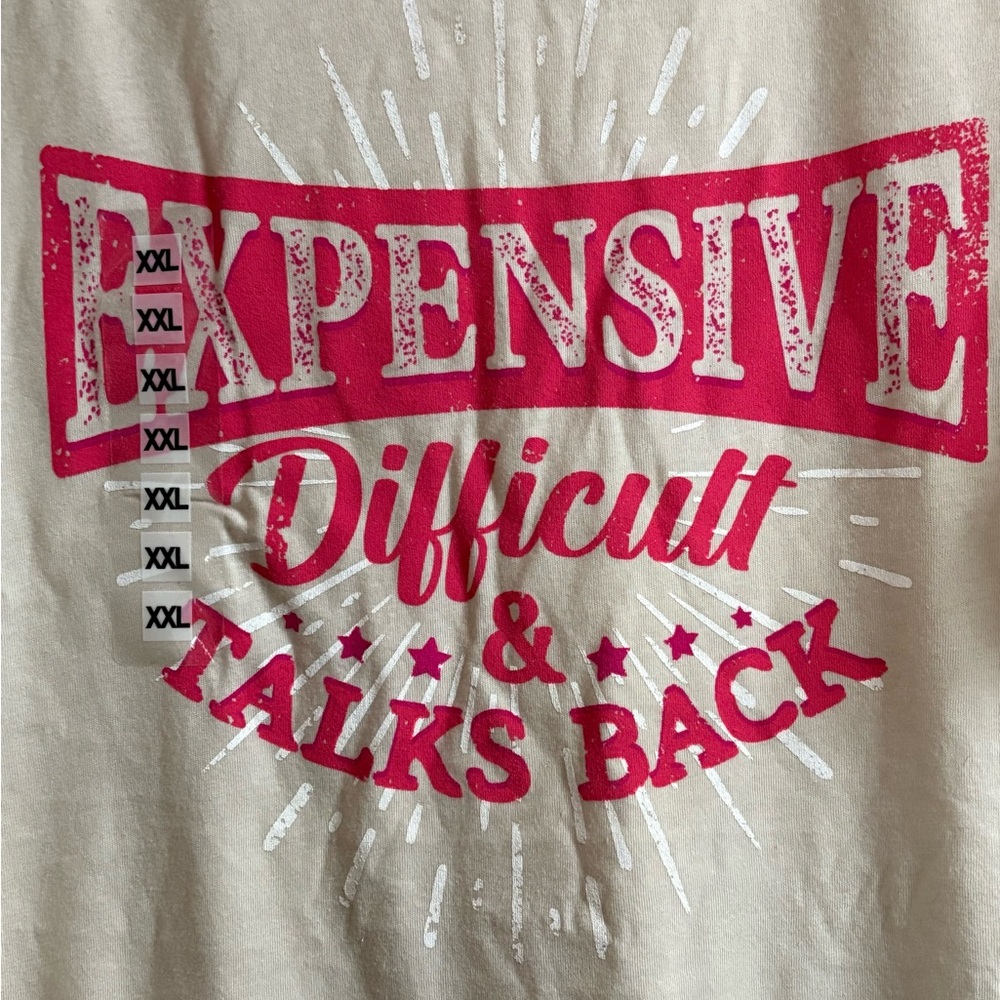 Expensive Graphic Tee - Cream and Red